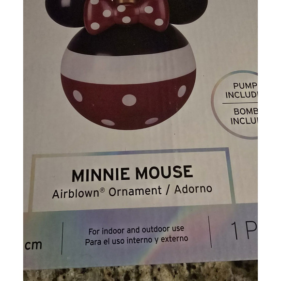 Minnie Mouse Christmas Air Blown Ornament Disney Magic 18" Large Airblown Red - Picture 6 of 8